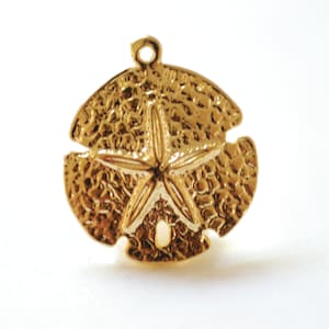 Vermeil Sand Dollar Charms -18k gold over sterling silver, Glossy Sand Dollar, Nautical Beach themed Charms Wholesale, Vermeil Charms, 134