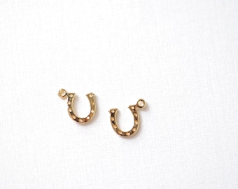 2 pcs Vermeil Gold Horseshoe Charm- 18k gold over 925 sterling silver small horseshoe charms, gold horseshoe ,horse shoe, shiny gold