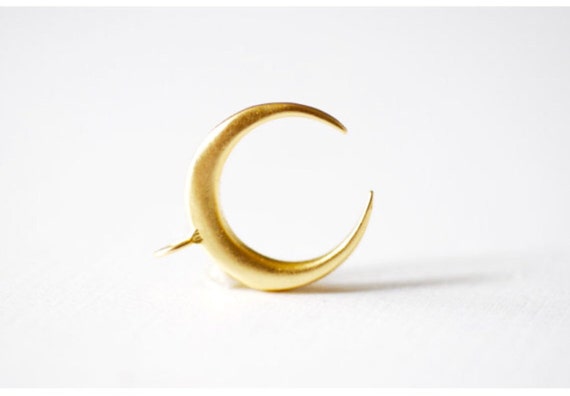 18k gold plated over sterling silver half moon charm pendant Glossy Gold Crescent Moon Gold Tusk Charm Vermeil Gold Crescent Moon Charm