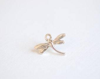Sterling Silver Dragon Fly Charm, 925 Silver Curved Dragon Fly Charm Pendant, Silver Wing Charm, Silver dragon fly charm, 143