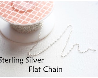 5ft Sterling Silver Flat Round Cable Chain- 1.3mm 925 Sterling Silver Basic Cable Chain, Permanent Jewelry Wholesale Chain [CAB-02-SS]