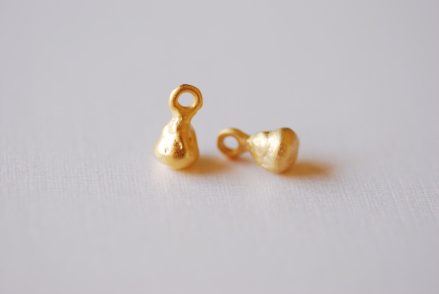 2pcs Matte Vermeil Gold Bead- 18k gold plated over Sterling Silver Beads, Gold Vermeil Beads, Vermeil Gold Spacers Nugget Beads, 229