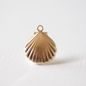 14k gold filled SHELL Pendant Charm,Gold Filled Sea Shell Seashell, ocean sea life Charms, Gold Filled Scallop Shell Charm [SEA01]