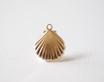 14k gold filled SHELL Pendant Charm,Gold Filled Sea Shell Seashell, ocean sea life Charms, Gold Filled Scallop Shell Charm [SEA01]