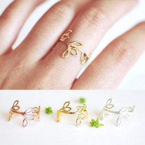 Laurel Leaf Ring Adjustable Ring, Nature Ring, Delicate Ring, Floral Ring, Olive Branch Ring, Dainty Ring, Minimalist Ring, Vine Ring image 1