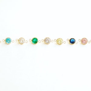 4mm Gold Filled Birthstone Connector Charm l Wholesale Bulk Jewelry Findings l Gold Filled Components Permanent Jewelry l Birthstone CZ