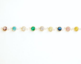 4mm Gold Filled Birthstone Connector Charm l Wholesale Bulk Jewelry Findings l Gold Filled Components Permanent Jewelry l Birthstone CZ