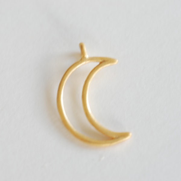 Vermeil Matte Gold Open Crescent Moon Charm- 18k gold plated over Sterling Silver Moon Charm,Gold Half Moon Charm,Gold Moon Charm,Tusk Charm