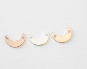 14k Gold Filled Crescent Blank Charm, Gold Crescent Moon Blanks, Gold Filled Crescent Moon Connector Link Charms