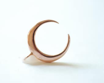 Vermeil Rose Gold Crescent Moon Charm- 18k gold plated over sterling silver half moon charm pendant, Gold Tusk Charm, Crescent charm, 1
