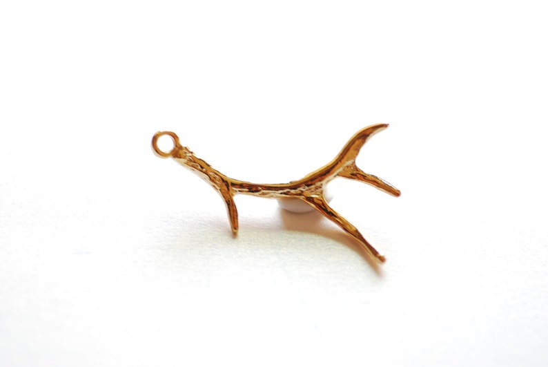 Nature Charm Shiny Vermeil Gold Deer Antler Charm Pendant- 18k gold plated over Sterling Silver Antler Gold Antlers 248SY hunting charm