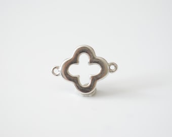 Sterling Silver Quartrefoil Charm Pendant- 925 Silver Clover Connector, Sterling Silver four leaf quatrefoil clover connector link, 75