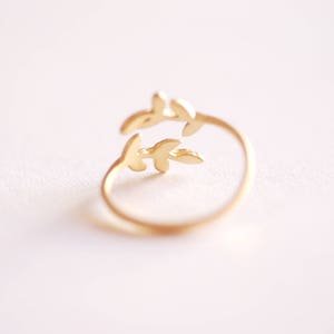 Sterling Silver Leaf Branch Ring, Gold Leaf Ring, Rose Leaf Ring Layering Ring, Vine Ring, Laurel Ring, Nature Jewelry twig ring [ 355 ] image 6