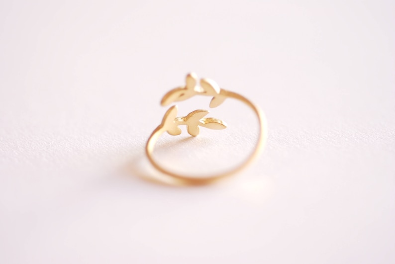 Sterling Silver Leaf Branch Ring, Gold Leaf Ring, Rose Gold Leaf Ring. Layering Ring, Vine Ring, Laurel Ring, Nature Jewelry, twig ring image 6