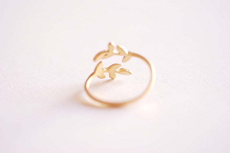 Sterling Silver Leaf Branch Ring, Gold Leaf Ring, Rose Leaf Ring Layering Ring, Vine Ring, Laurel Ring, Nature Jewelry twig ring [ 355 ] image 6