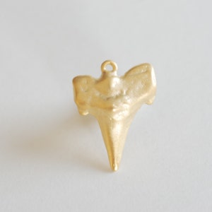 Vermeil Gold Shark Tooth Charm, Shark Tooth Pendant, Vermeil Shark Tooth,18k gold plated over Sterling Silver, Matte Shark Tooth Charm 8