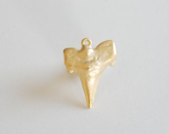 Vermeil Gold Shark Tooth Charm, Shark Tooth Pendant, Vermeil Shark Tooth,18k gold plated over Sterling Silver, Matte Shark Tooth Charm 8