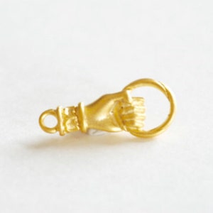 Matte Vermeil Gold Hand Connector- 18k gold plated over Sterling Silver, Hand of Fatima connector, Hand Holding Ring Connector, hand, 34
