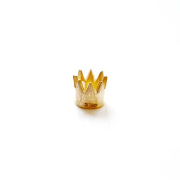 Shiny Vermeil Gold Crown Charm- 18k gold plated over sterling silver crown charm, Gold Crown Pendant Charm, Princess Crown Necklace 197