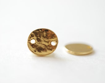 2 pcs Vermeil Gold Stamping Disc Connector, 18k gold over 925 sterling silver connector, circle connector, sideways gold disc [ 30 ]