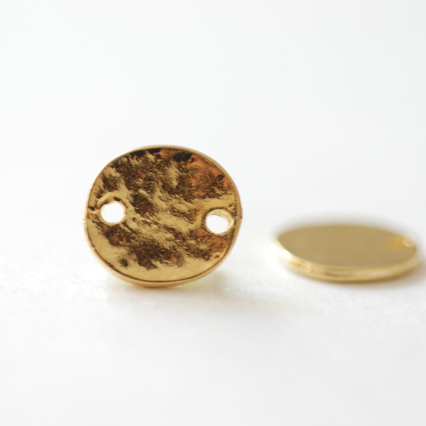 2 pcs Vermeil Gold Stamping Disc Connector, 18k gold over 925 sterling silver connector, circle connector, sideways gold disc,gold connector