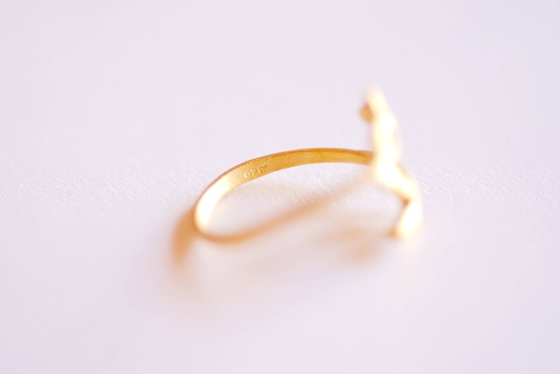 Matte Gold Leaf Branch Ring, Gold Leaf Ring, Layering Ring, Vine Ring, Laurel Ring, Nature Jewelry, twig ring, branch ring, tree ring, image 3