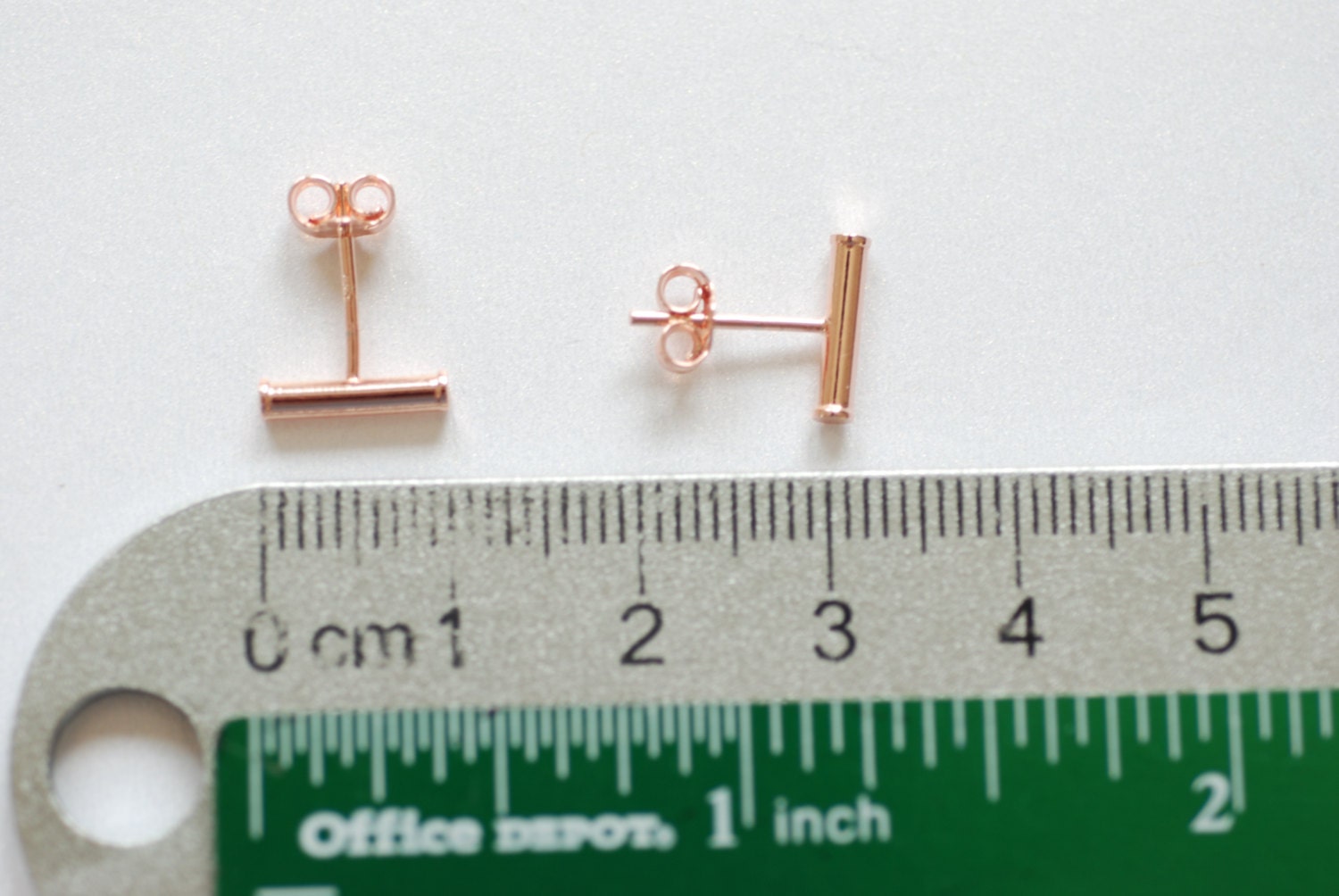 Vermeil Rose Gold Bar Earrings Rose Gold Bar Stud Earrings Etsy