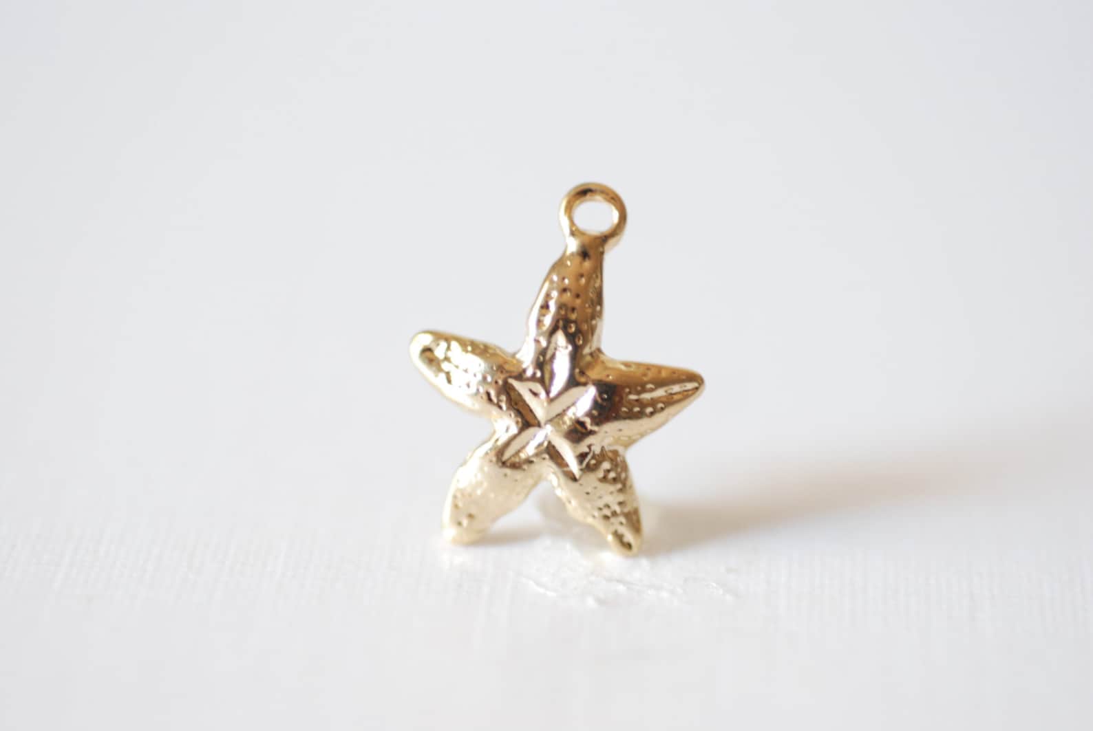 Gold Rhinestone Starfish Charm