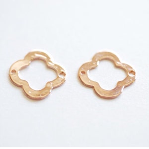 Vermeil Rose Gold Quatrefoil Charms Pendants, Gold Clover Connector, four leaf quatrefoil clover, Gold Quatrefoil Clover Links Connectors,76