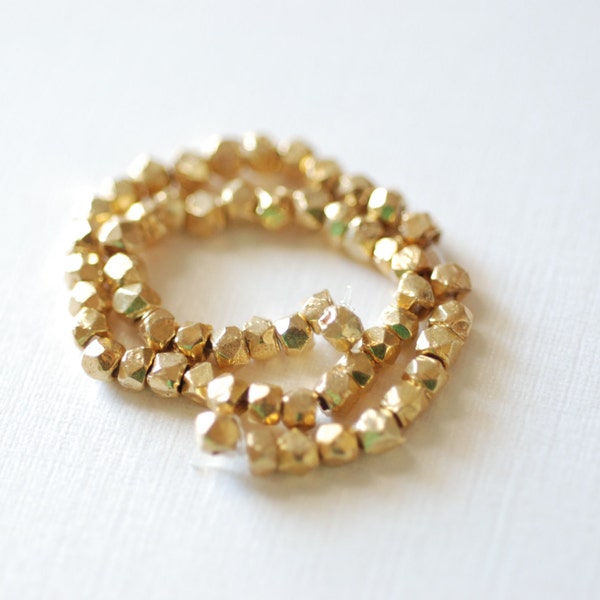 56 pcs Gold Vermeil Beads Spacer Beads, Cube Faceted Square, 3mm, SOLID, wholesale, Vermeil Gold Faceted Beads Spacer, 57