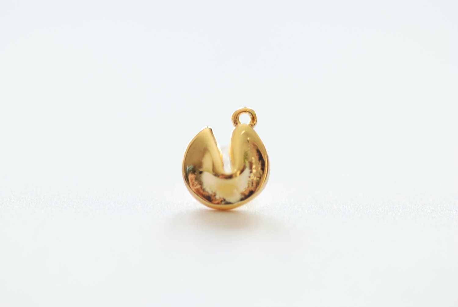 Shiny Vermeil Gold Fortune Cookie Charm - Vermeil gold Chinese cookie pendant, 18k gold plated Sterling Silver, Fortune Cookie Charm, 96