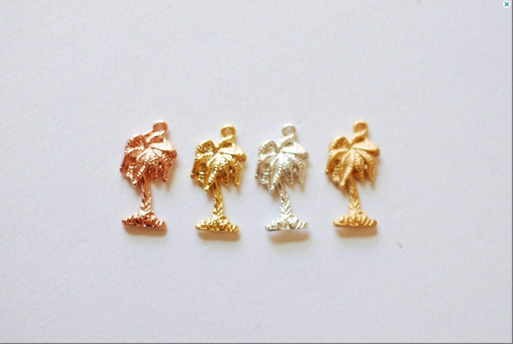 Sparkly Palm Tree Gold Vermeil Necklace