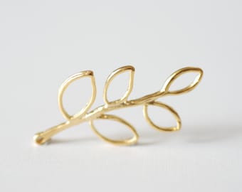 Vermeil Gold Twig Tree Branch Leaf Charm - vermeil gold connector, link, spacer, 18k gold plated over sterling silver, Vermeil Charms, 10