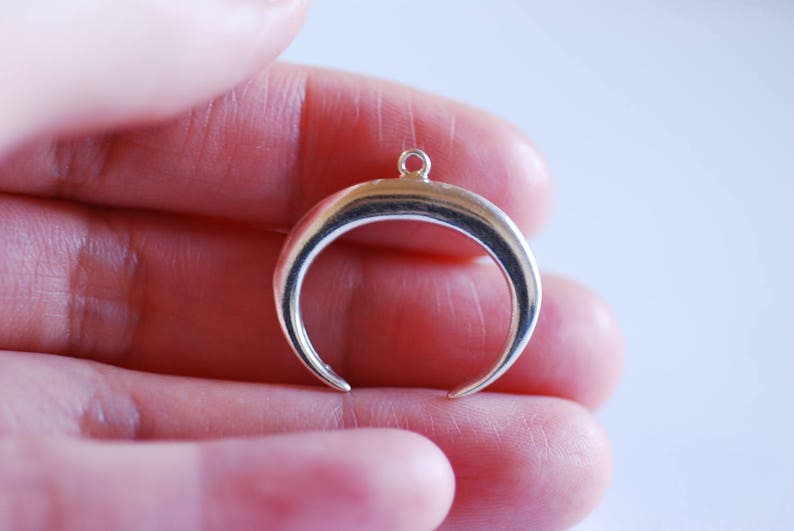 Half Moon Charm Silver Half Circle Moon Charm Pendant Silver Moon Sterling Silver Crescent Moon Charm- 925 Silver Moon Pendant Tusk,170