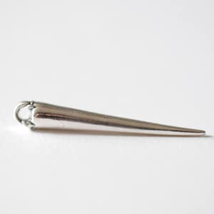 Sterling Silver Spike Charm, pointy spike charm, Silver Pendulum, Spike Triangle Pendant Charm, 226