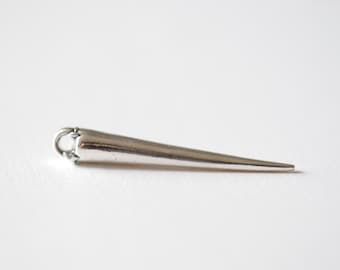 Sterling Silver Spike Charm, pointy spike charm, Silver Pendulum, Spike Triangle Pendant Charm, 226