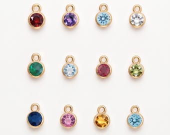 3mm & 4mm 14k Gold Filled or Sterling Silver Birthstone Drop Charm- Wholesale bulk birthstone Permanent Jewelry Supply
