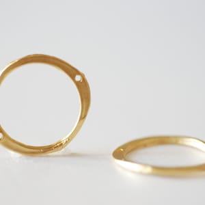 Vermeil Gold Eternity Circle Round Vermeil Connector - 18k gold plated over sterling silver ring circle, MATTE  gold oval connector link 33
