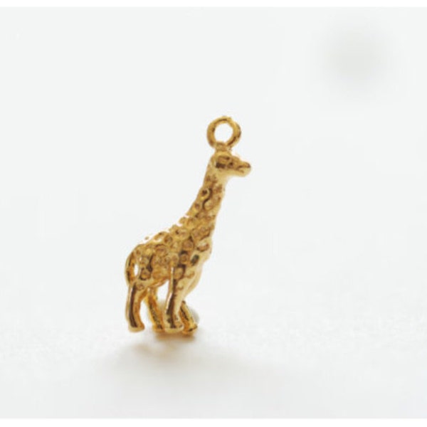 Vermeil Gold Giraffe Charm - 18k gold plated over sterling silver, Africa safari animal Giraffe charm Pendant, VermeilSupplies,205