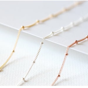 5ft 14K Gold Filled, 14k Rose Gold Filled or Sterling Silver Satellite Curb Ball Beaded Chain, Wholesale Satellite Gold Filled Chain