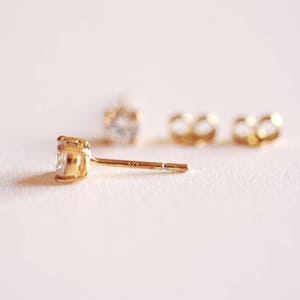 925 Sterling Silver CZ Earrings, Gold, Rose Gold, cz earrings, cz studs, cz silver stud earrings, solitaire studs, solitaire earrings, Studs image 6