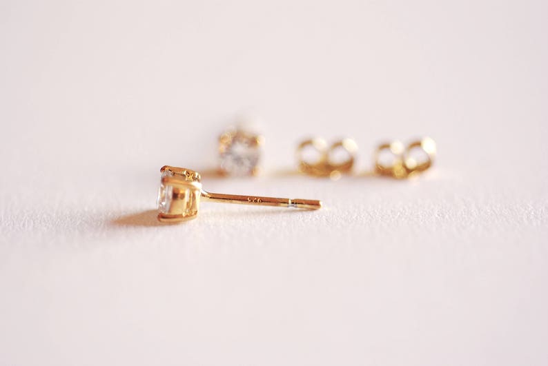 925 Sterling Silver CZ Earrings, Gold, Rose Gold, cz earrings, cz studs, cz silver stud earrings, solitaire studs, solitaire earrings, Studs image 6