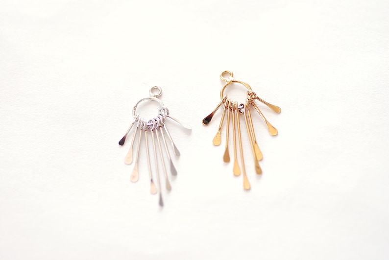 Tofsberlock med paddeltråd - 925 sterlingsilver eller vermeil 18k guld tofsberlocker tofs för örhängen DIY smyckestillverkning Sunburst tofs bild 1
