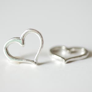 2pcs Sterling Silver Open Heart Connector Charm- 925 Silver Heart Charm Pendant, Silver Heart Charm, Sterling Silver Heart Spacer Link, 84