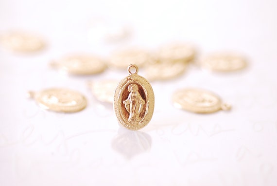 14k Gold Filled or Sterling Silver Small Oval Virgin Mary Charm Christina  Catholic Religious Our Lady of Guadalupe Wholesale Bulk Findings -   Hong Kong