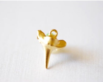 Matte Vermeil Gold Shark Tooth- 18k gold plated over Sterling Silver Shark Tooth, Small Vermeil Shark Tooth, Shark Tooth Charm 94