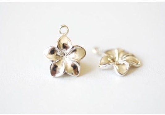 CLEARANCE Hibiscus Flower Charms in Silver Finish Package of 4 Charms for Jewelry  Making Spring Flower Charms 
