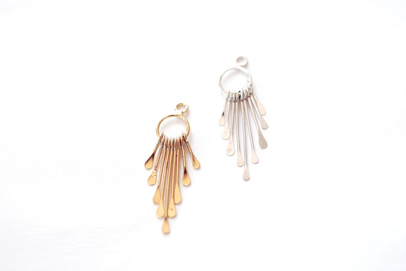 Tofsberlock med paddeltråd - 925 sterlingsilver eller vermeil 18k guld tofsberlocker tofs för örhängen DIY smyckestillverkning Sunburst tofs bild 2