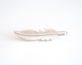 FEATHER CHARM PENDANT Large 2" Statement Silver Coloured Alloy 3D 