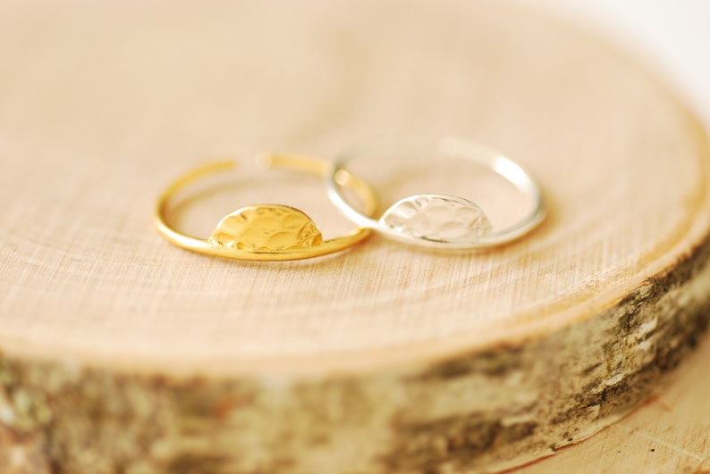 Hammered Half Circle Ring 925 Sterling Silver or Vermeil 18k Gold ...